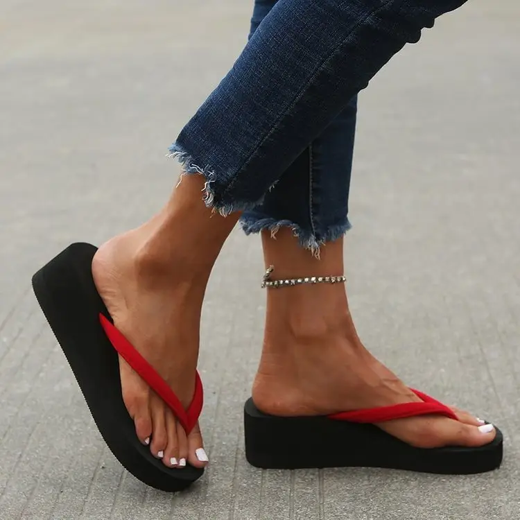 2023 Black Korean Style Platform Slippers Women