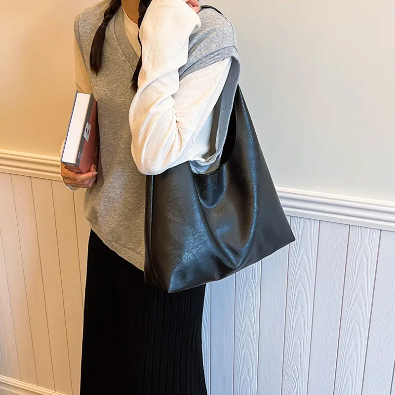 Women's Korean Style Tan Tote Bag Large Capacity - Image 5