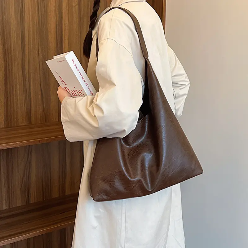 Women's Korean Style Tan Tote Bag Large Capacity - Image 6