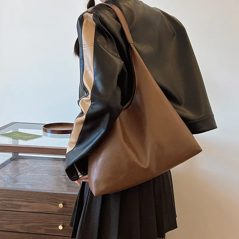 Women's Korean Style Tan Tote Bag Large Capacity - Image 7