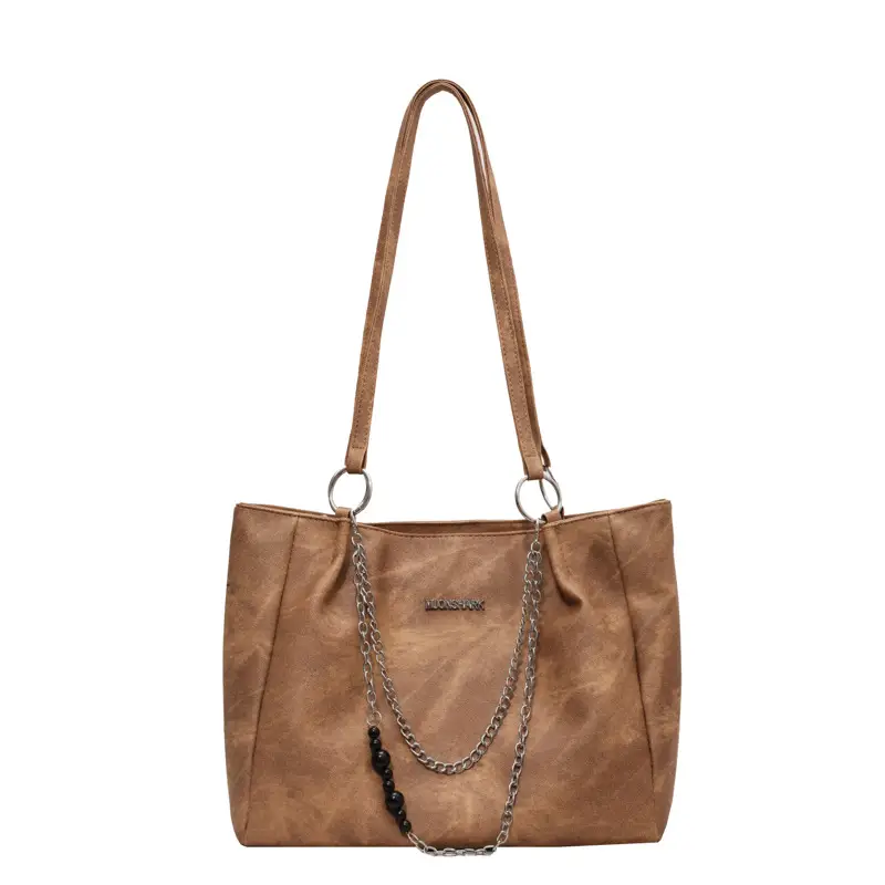 Textured Women's Chain Commuter Tote Bag Grey 2026 - Image 8