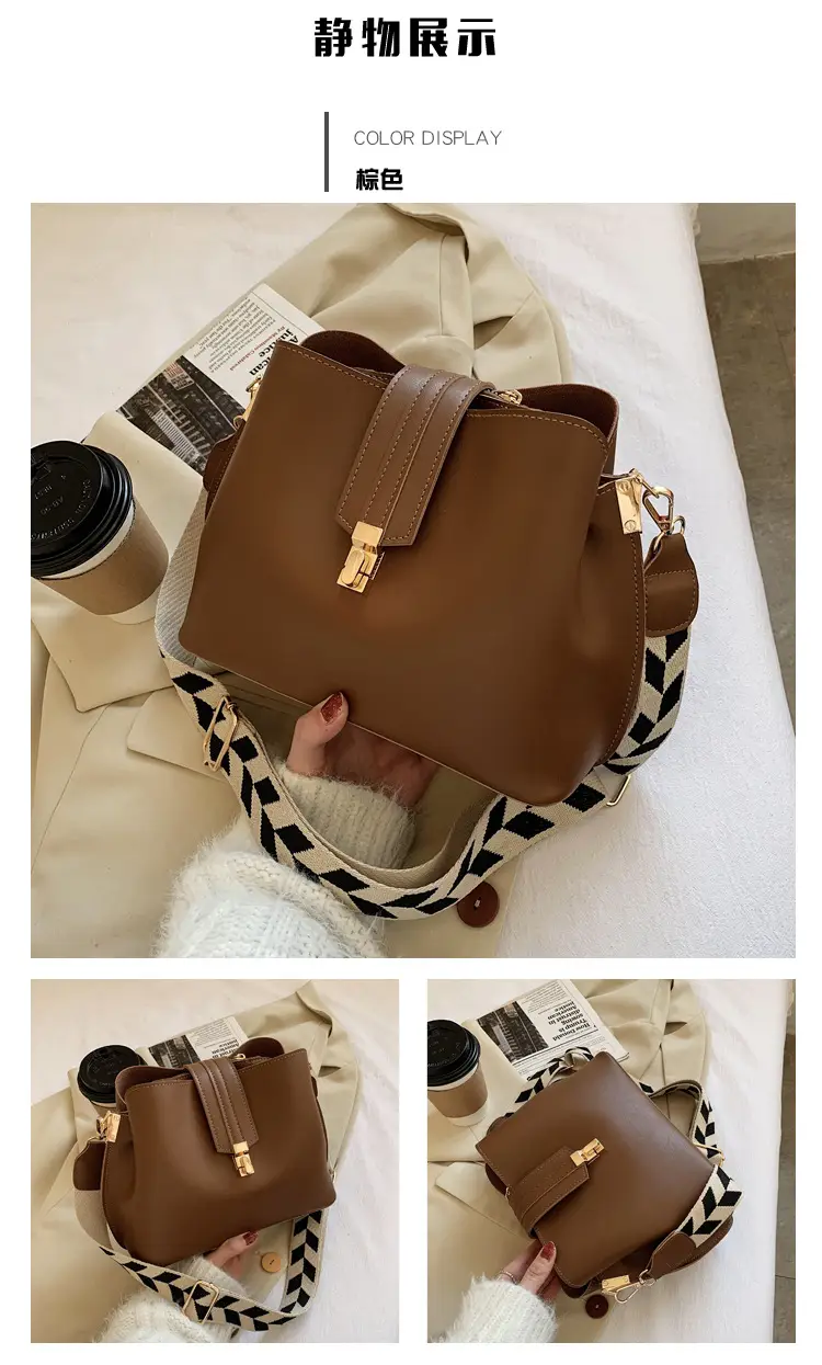 Brown Leather Crossbody Bag with Gold Clasp — feature 21