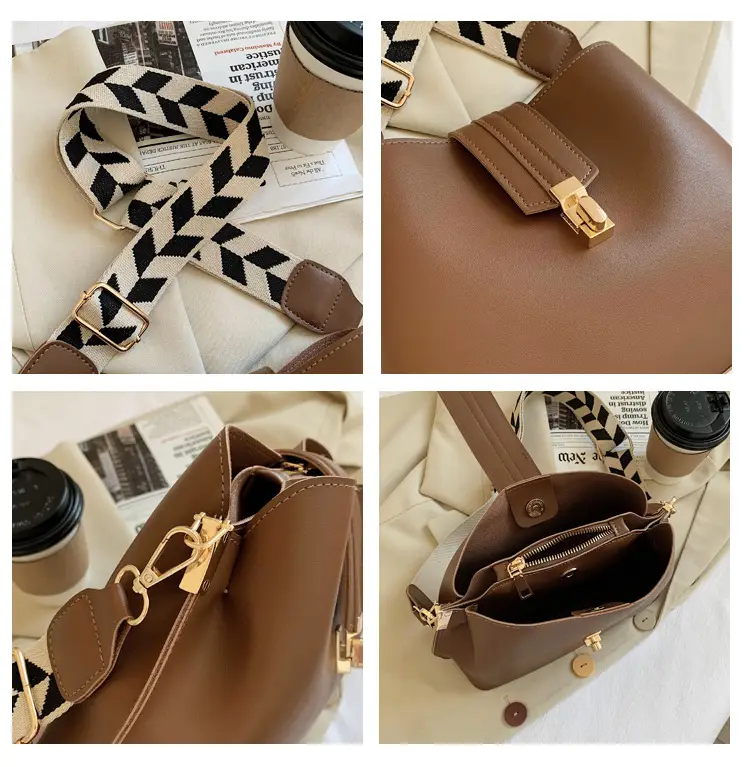 Brown Leather Crossbody Bag with Gold Clasp — feature 24