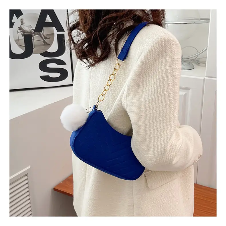 Women's Purple Heart-Shaped Shoulder Bag with Pom Pom — feature 12