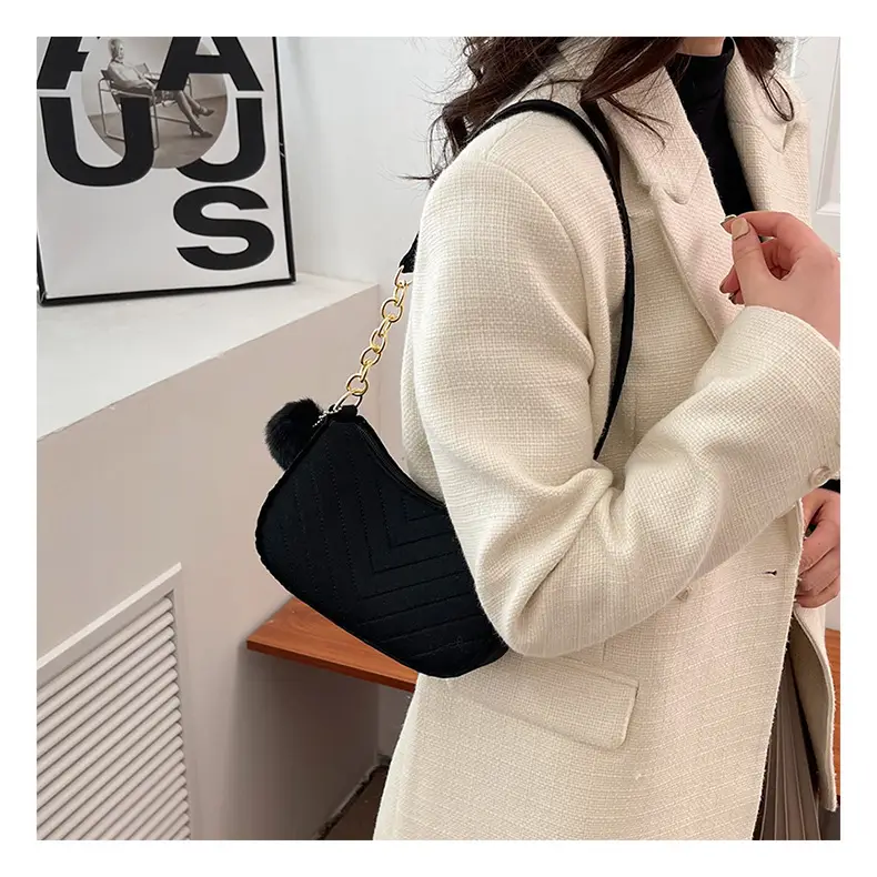 Women's Purple Heart-Shaped Shoulder Bag with Pom Pom — feature 13