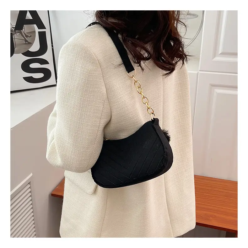 Women's Purple Heart-Shaped Shoulder Bag with Pom Pom — feature 14