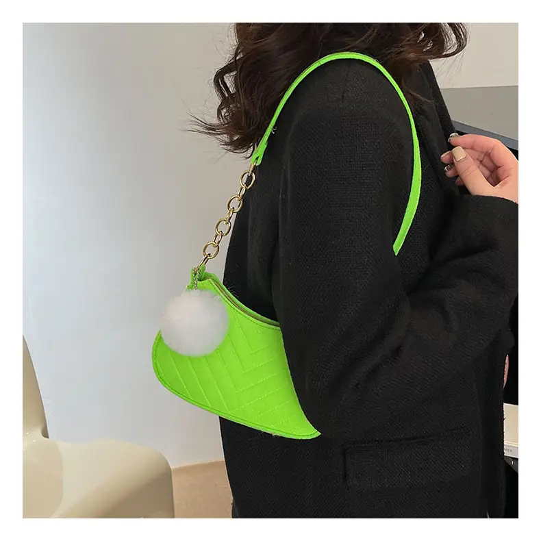 Women's Purple Heart-Shaped Shoulder Bag with Pom Pom — feature 17