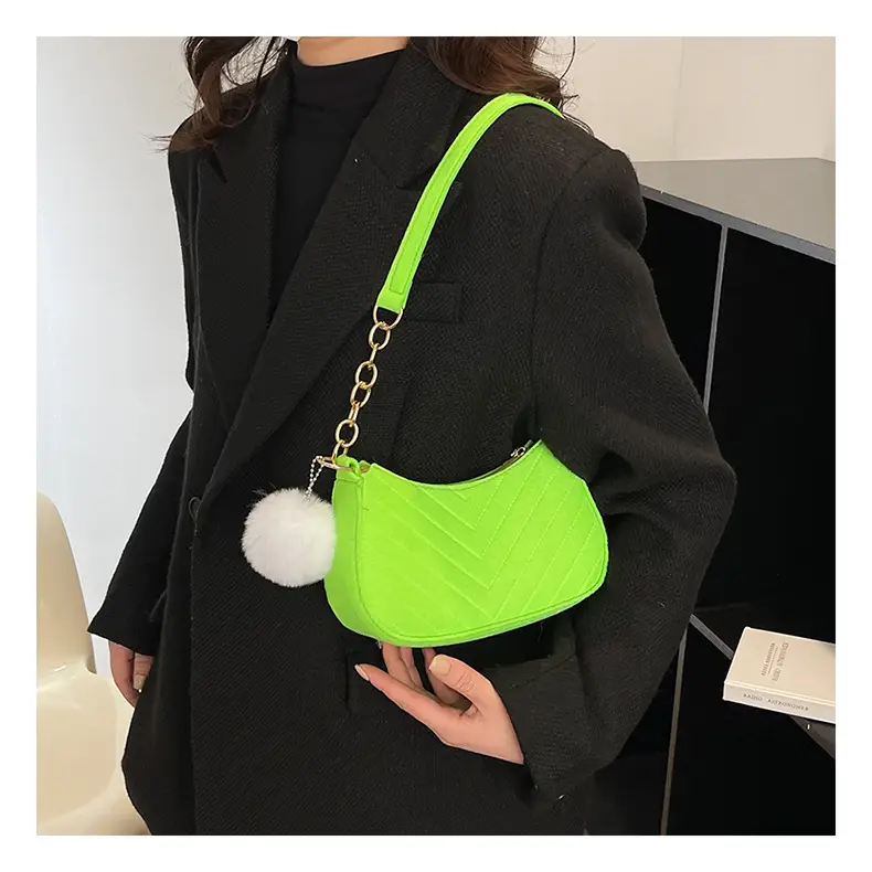 Women's Purple Heart-Shaped Shoulder Bag with Pom Pom — feature 18