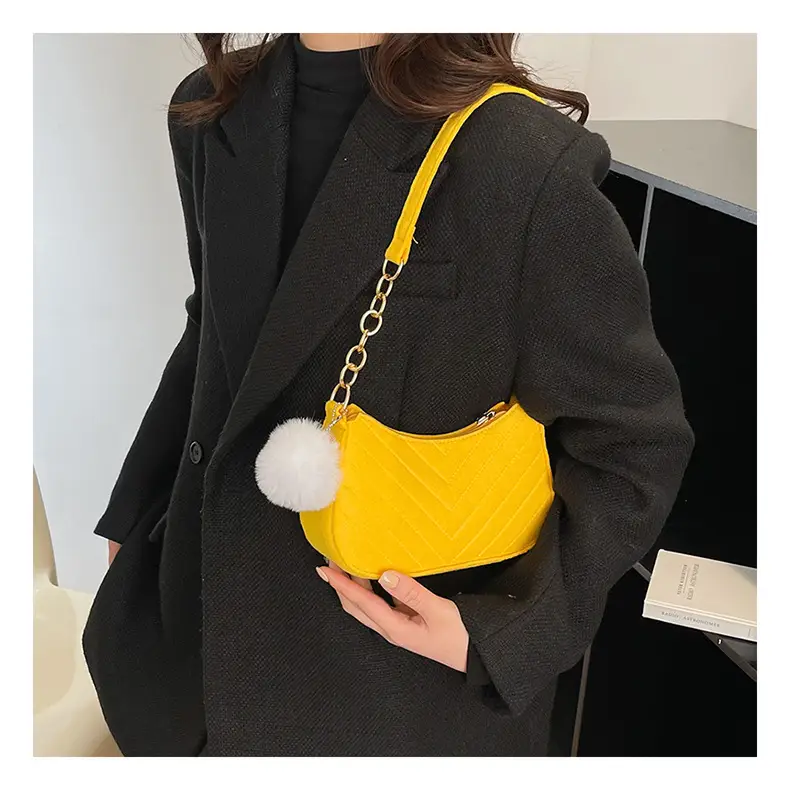 Women's Purple Heart-Shaped Shoulder Bag with Pom Pom — feature 20
