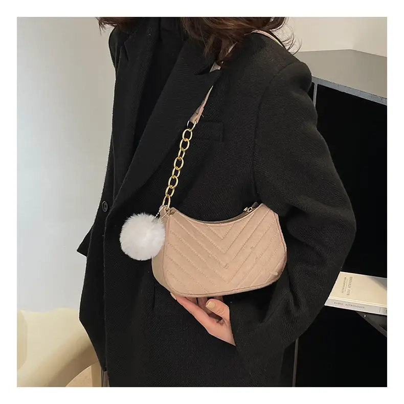 Women's Purple Heart-Shaped Shoulder Bag with Pom Pom — feature 21