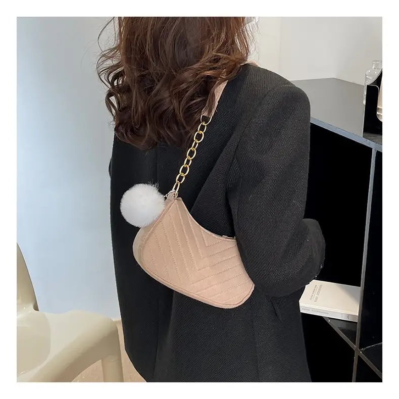 Women's Purple Heart-Shaped Shoulder Bag with Pom Pom — feature 22