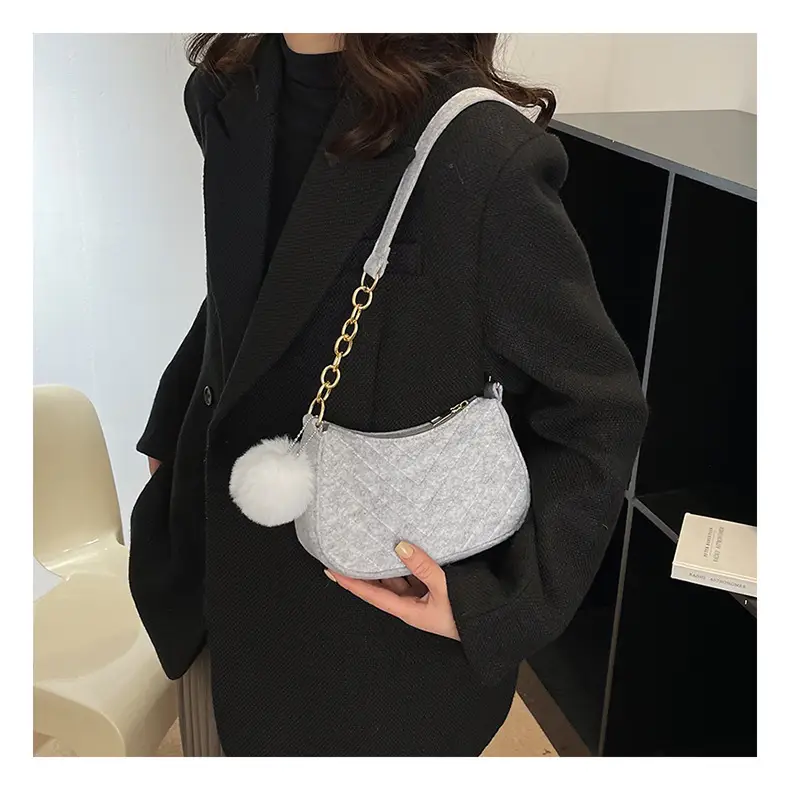 Women's Purple Heart-Shaped Shoulder Bag with Pom Pom — feature 23