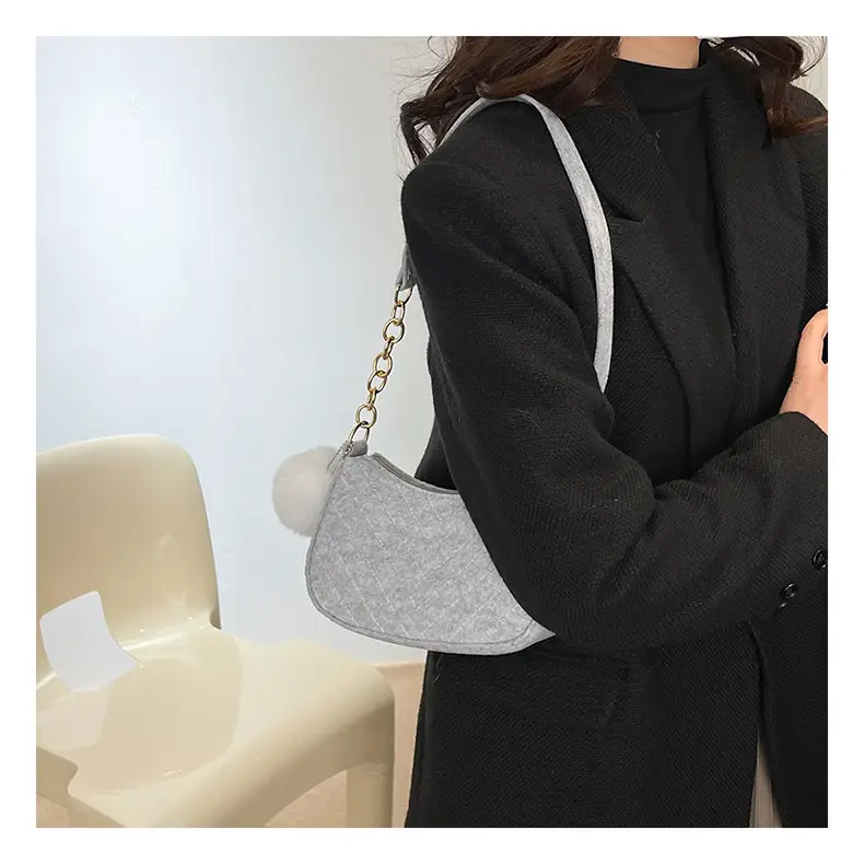 Women's Purple Heart-Shaped Shoulder Bag with Pom Pom — feature 24