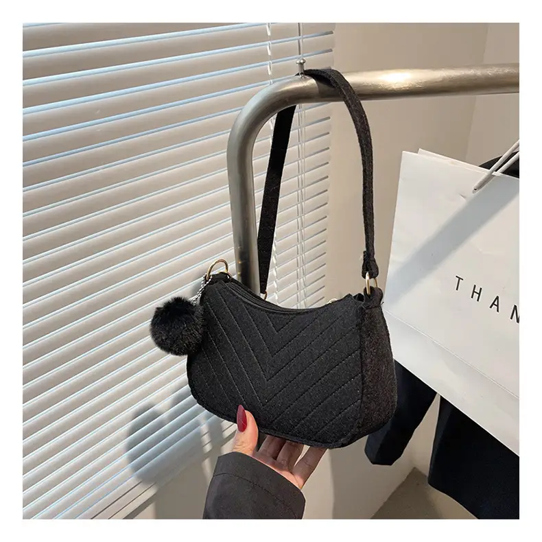 Women's Purple Heart-Shaped Shoulder Bag with Pom Pom — feature 29