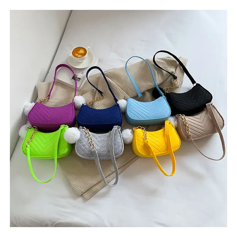 Women's Purple Heart-Shaped Shoulder Bag with Pom Pom — feature 35