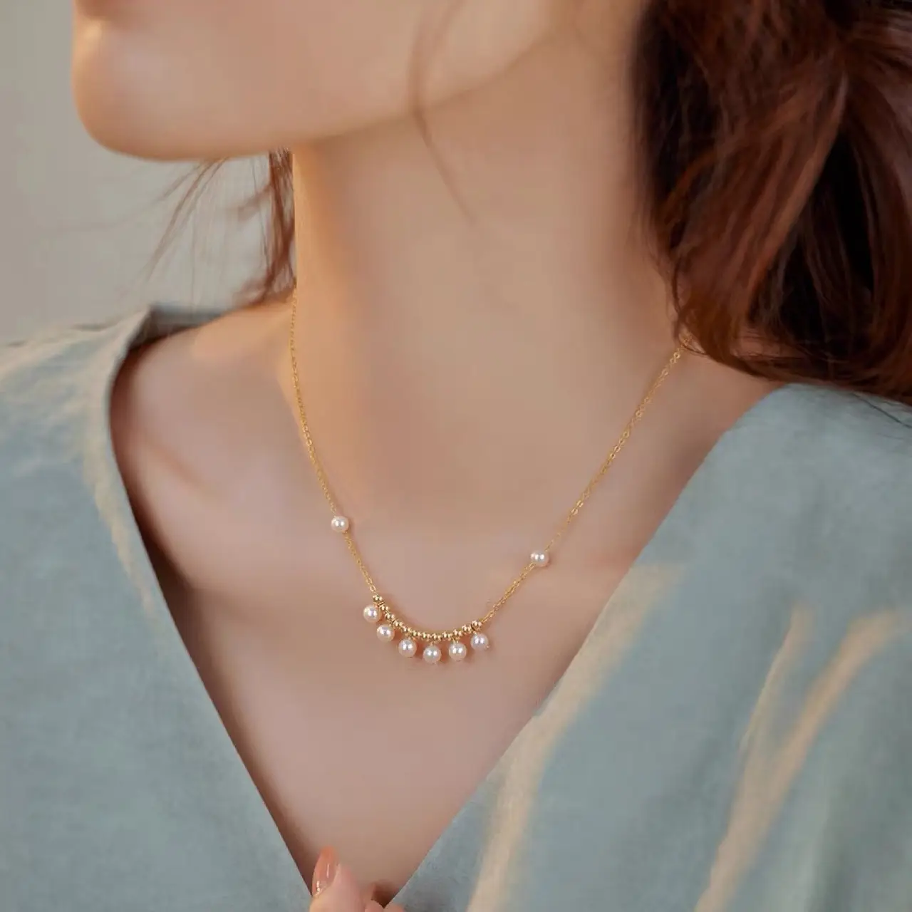 Gold Pearl Necklace for Women Elegant Commute