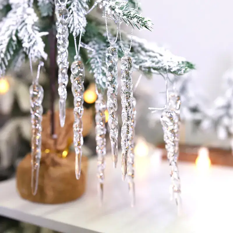 Transparent Ice Cross Pendant for Christmas Decor