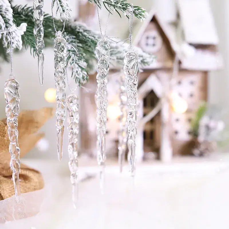 Transparent Ice Cross Pendant for Christmas Decor