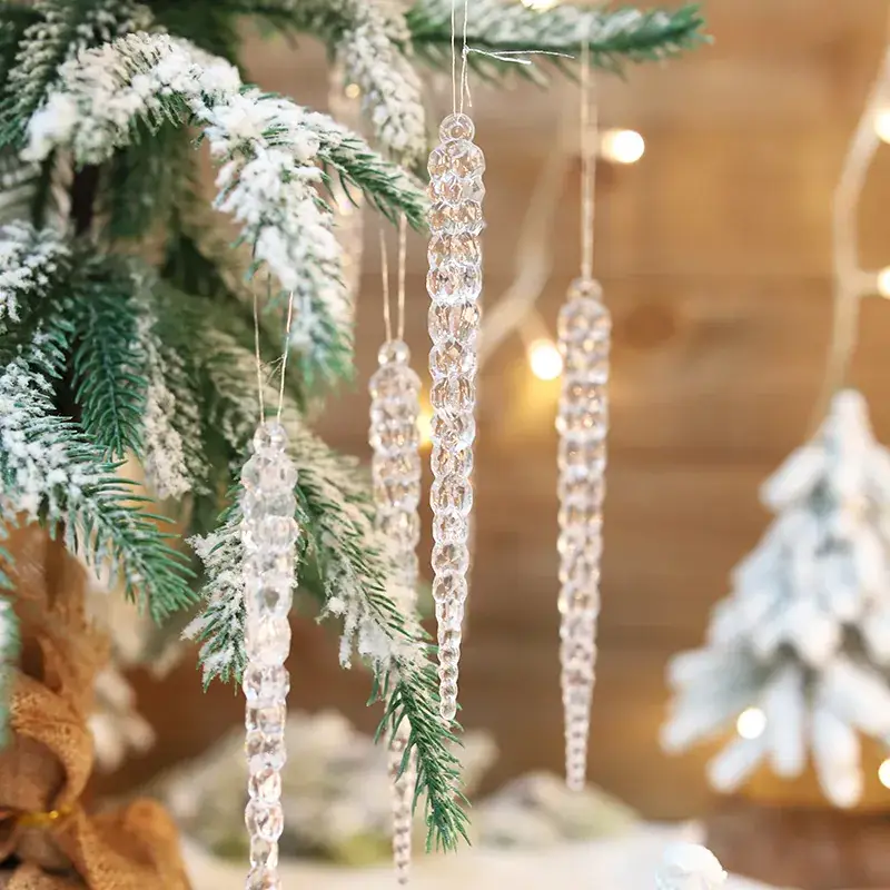 Transparent Ice Cross Pendant for Christmas Decor