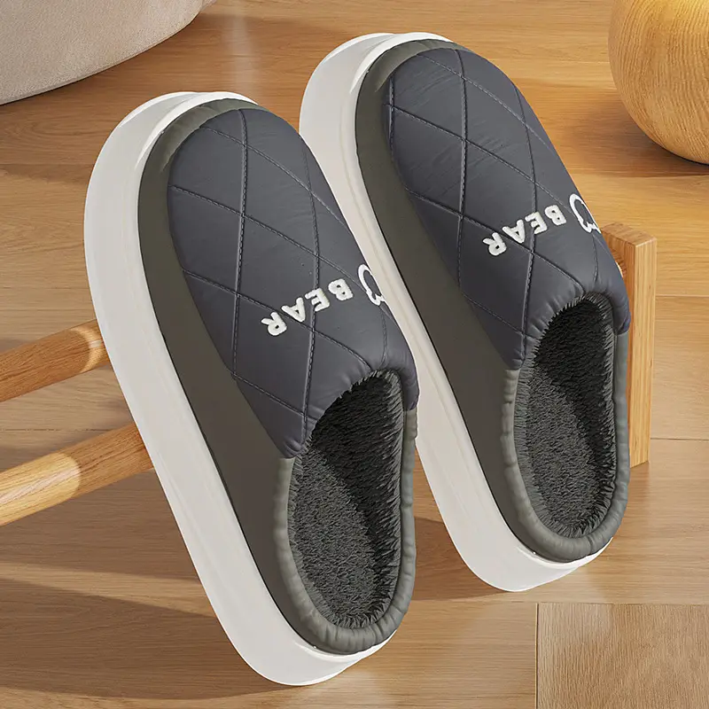 Cotton slippers men's autumn and winter cotton slippers confinement shoes women's indoor thickened warm cotton shoes for home men wholesale - Image 4