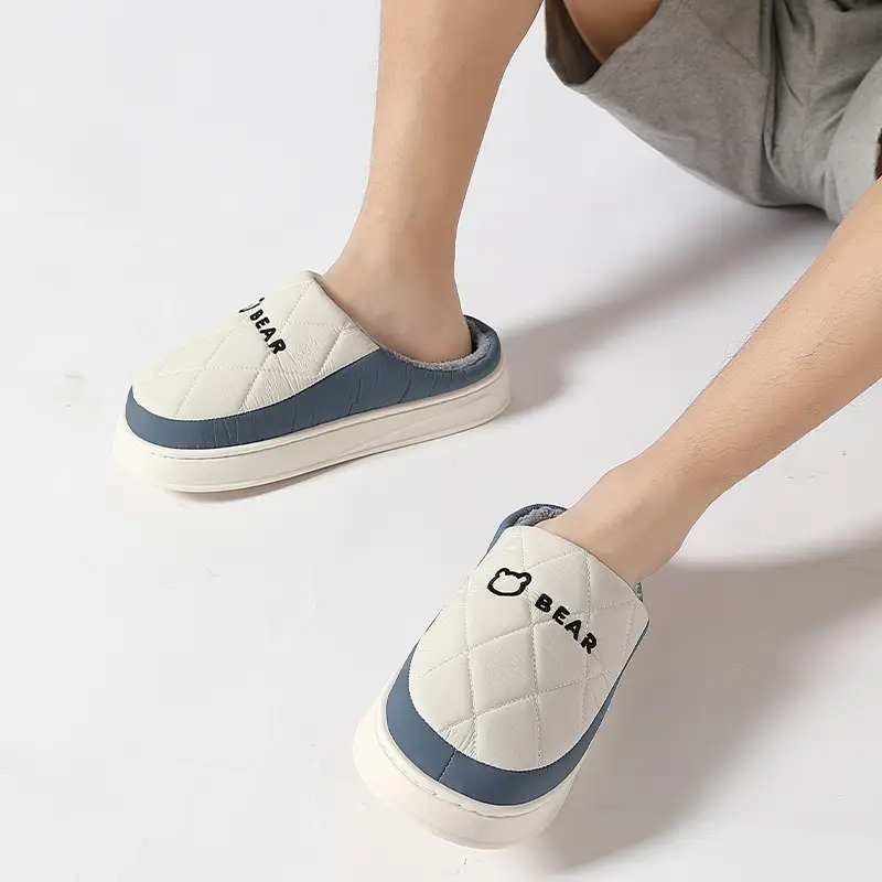 Cotton slippers men's autumn and winter cotton slippers confinement shoes women's indoor thickened warm cotton shoes for home men wholesale - Image 7