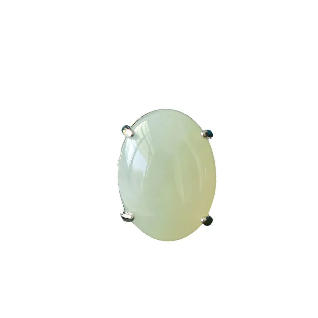 Copper Inlay Jade Egg Face Ring with Floral Design - Image 6