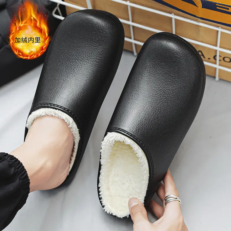 Winter New Cotton Slippers Waterproof Men's Feeling Comfortable fleece-lined Warm Home Slippers Indoor Mao Mao Slippers - Image 2