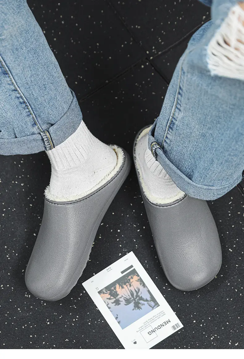 Winter New Cotton Slippers Waterproof Men's Feeling Comfortable fleece-lined Warm Home Slippers Indoor Mao Mao Slippers — feature 1