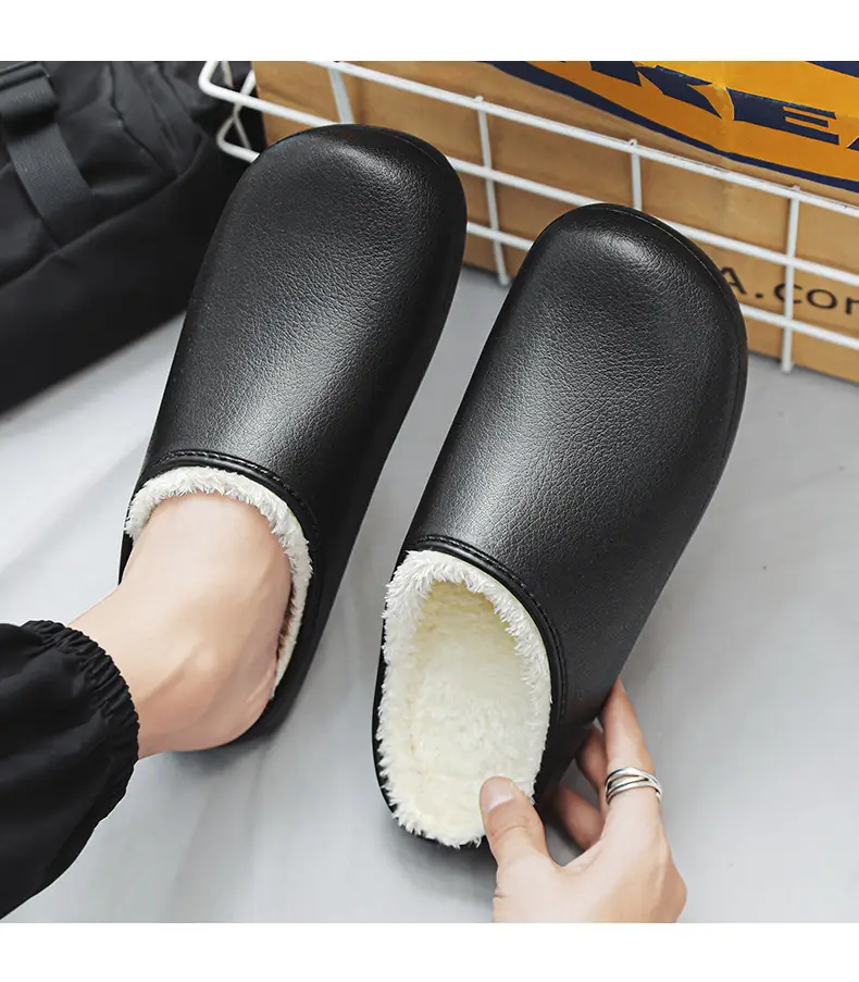Winter New Cotton Slippers Waterproof Men's Feeling Comfortable fleece-lined Warm Home Slippers Indoor Mao Mao Slippers — feature 19