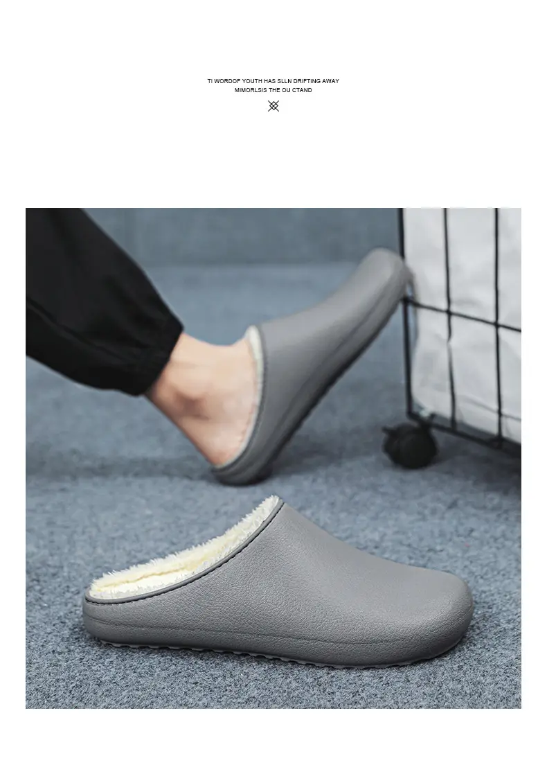 Winter New Cotton Slippers Waterproof Men's Feeling Comfortable fleece-lined Warm Home Slippers Indoor Mao Mao Slippers — feature 9