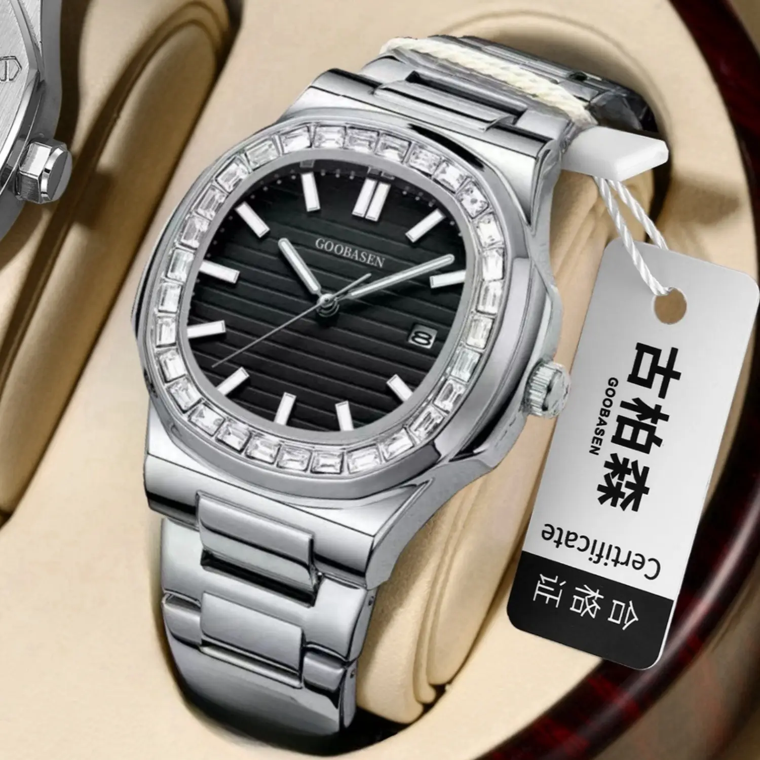 Guberson Men's Black Dial Quartz Watch with Bracelet - Image 13