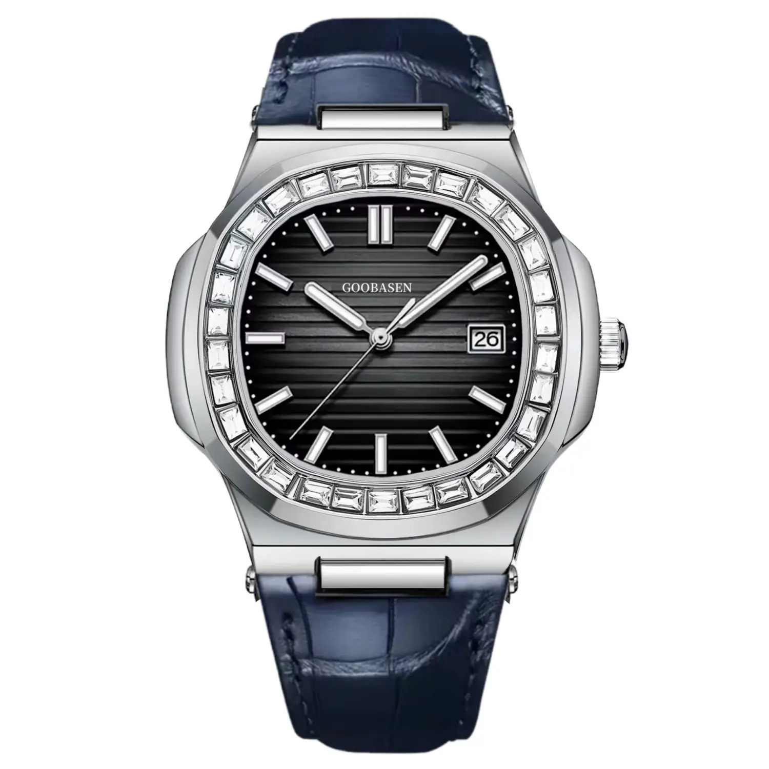 Guberson Men's Black Dial Quartz Watch with Bracelet - Image 10