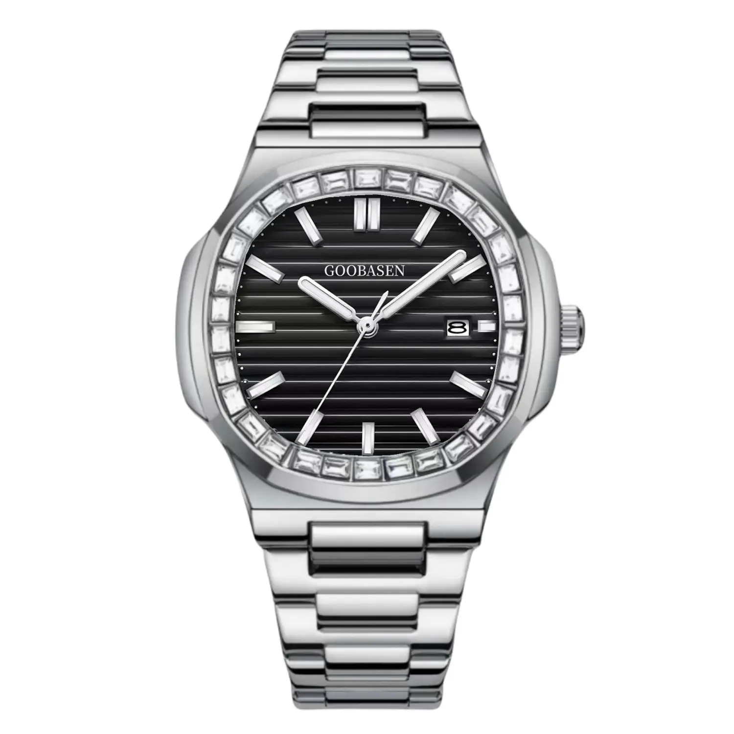 Guberson Men's Black Dial Quartz Watch with Bracelet - Image 2