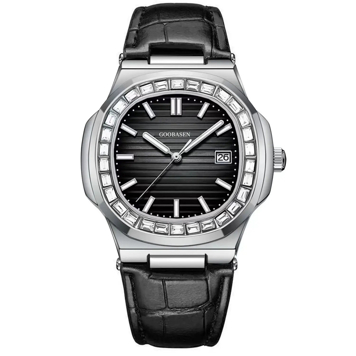 Guberson Men's Black Dial Quartz Watch with Bracelet - Image 6