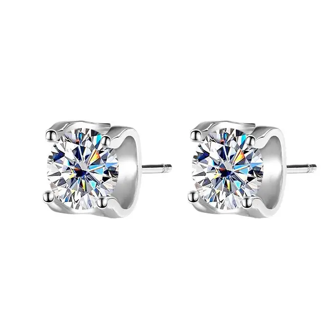 S925 Sterling Silver Moissanite Earrings with Four Claw Design - Image 5