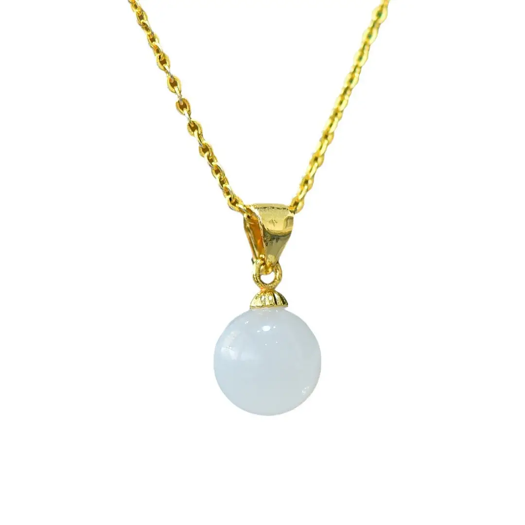Copper Inlay Jade White Pendant Necklace - Image 6