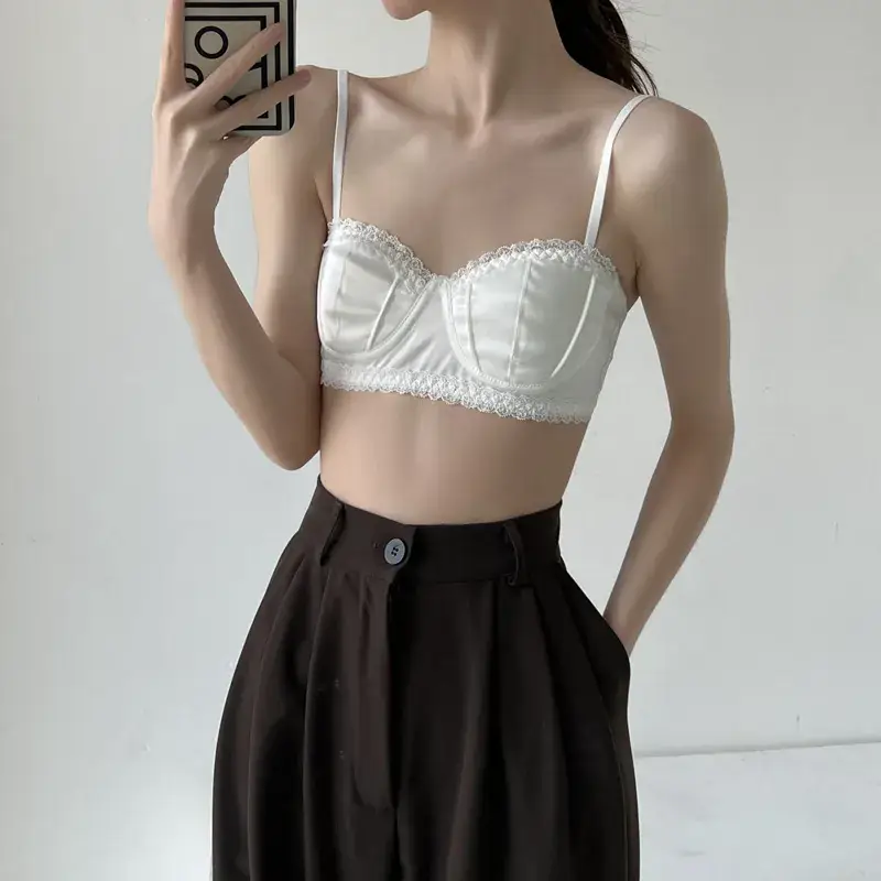 Green French Lace Push Up Bra for Women