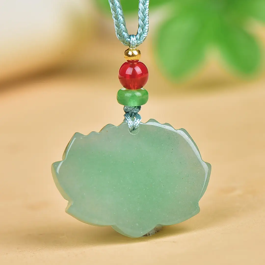 Delicate Dongling Jade Lotus Necklace with Red Beads — feature 7