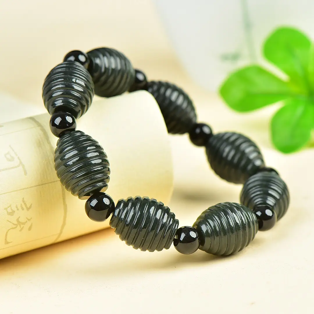 Hetian Jade Bracelet Black Seed Jade Adjustable - Image 4