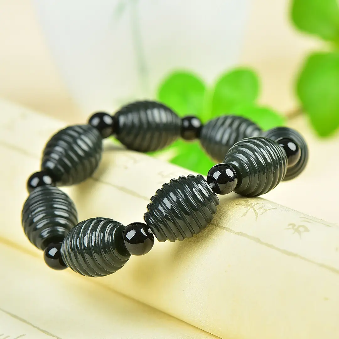 Hetian Jade Bracelet Black Seed Jade Adjustable - Image 5