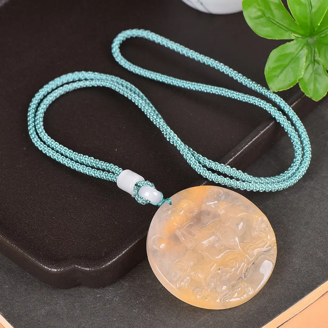 Exquisite Gold Jade Three Sheep Open Necklace — feature 7