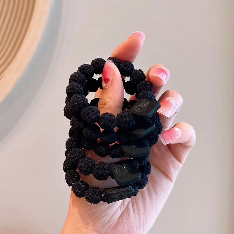 Black Braided Hair Band 10 Pack High Elastic