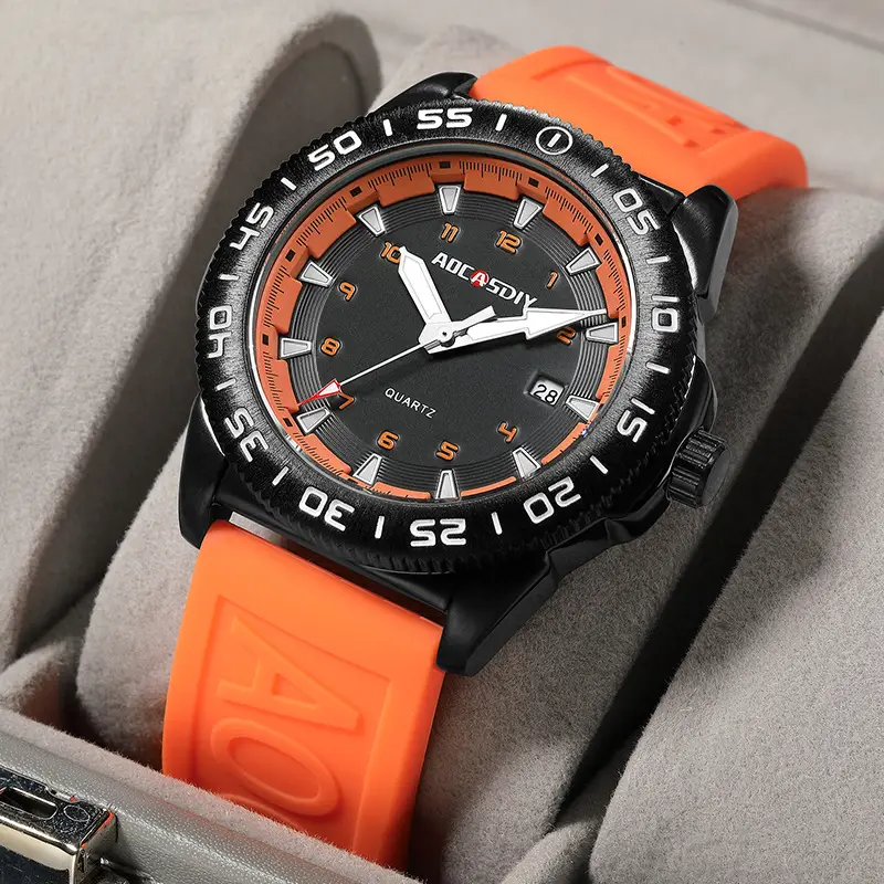 Men's Luminous Silicone Watch Orange Sport Design - Image 8