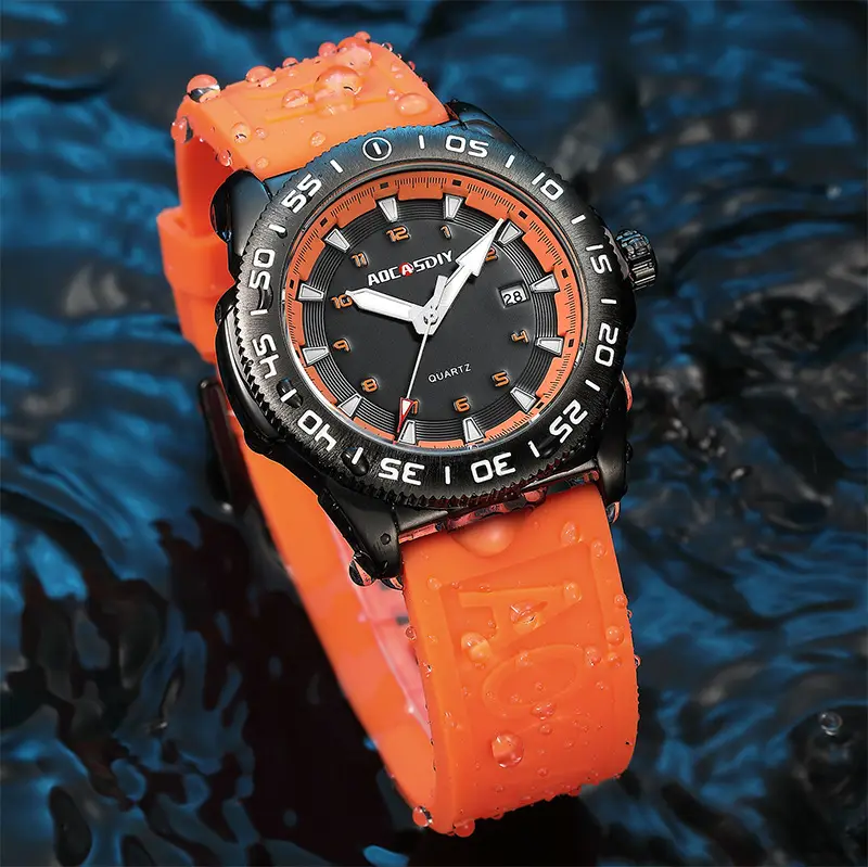 Men's Luminous Silicone Watch Orange Sport Design — feature 14
