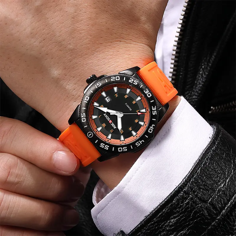 Men's Luminous Silicone Watch Orange Sport Design — feature 21