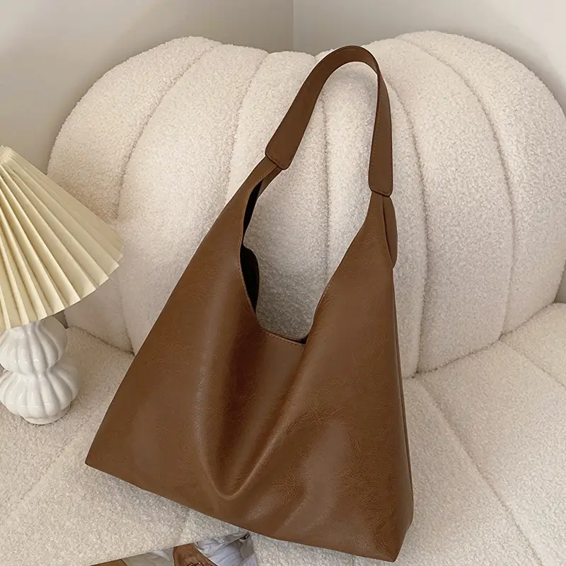 Brown Leather Shoulder Tote Bag 2023 Autumn Winter - Image 5