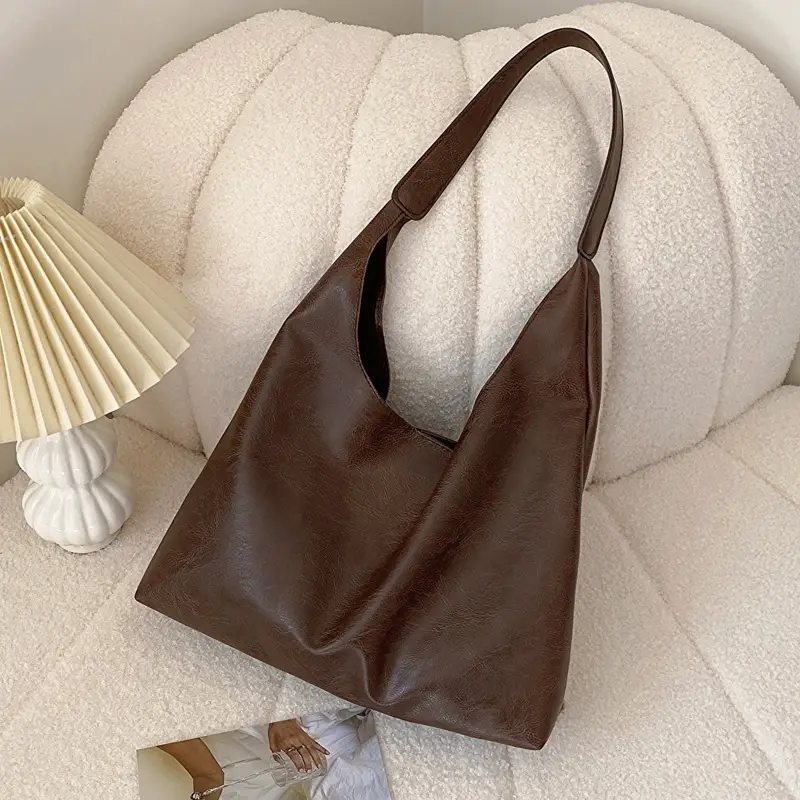 Brown Leather Shoulder Tote Bag 2023 Autumn Winter - Image 7