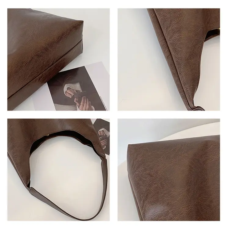 Brown Leather Shoulder Tote Bag 2023 Autumn Winter — feature 2