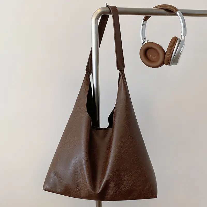 Brown Leather Shoulder Tote Bag 2023 Autumn Winter - Image 2