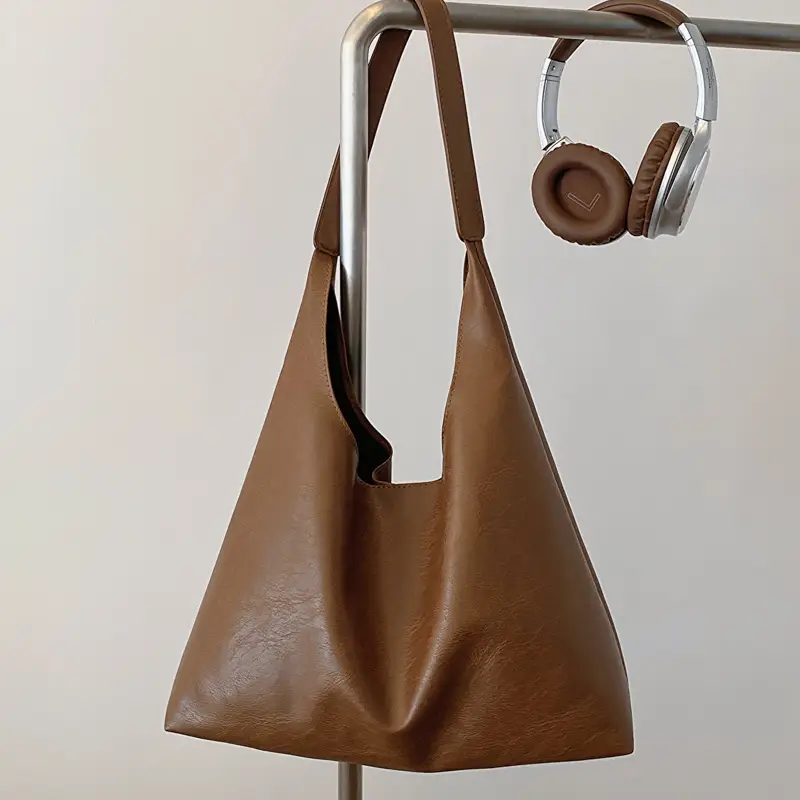 Brown Leather Shoulder Tote Bag 2023 Autumn Winter - Image 3